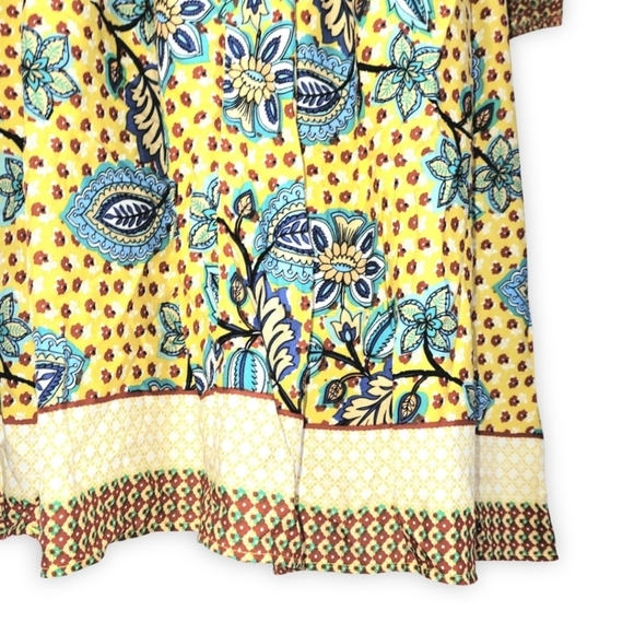 Boho Baybydoll Border Print Dress S - Picture 6 of 10